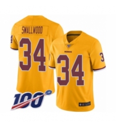 Men's Washington Redskins #34 Wendell Smallwood Limited Gold Rush Vapor Untouchable 100th Season Football Jersey