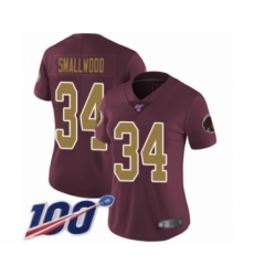 Women's Washington Redskins #34 Wendell Smallwood Burgundy Red Gold Number Alternate 80TH Anniversary Vapor Untouchable Limited Player 100th Season Footbal