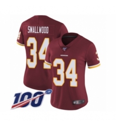 Women's Washington Redskins #34 Wendell Smallwood Burgundy Red Team Color Vapor Untouchable Limited Player 100th Season Football Jersey