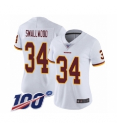 Women's Washington Redskins #34 Wendell Smallwood White Vapor Untouchable Limited Player 100th Season Football Jersey