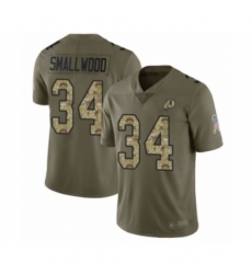Youth Washington Redskins #34 Wendell Smallwood Limited Olive Camo 2017 Salute to Service Football Jersey