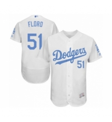 Men's Los Angeles Dodgers #51 Dylan Floro Authentic White 2016 Father's Day Fashion Flex Base Baseball Player Jersey