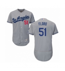 Men's Los Angeles Dodgers #51 Dylan Floro Grey Road Flex Base Authentic Collection Baseball Player Jersey