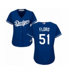 Women's Los Angeles Dodgers #51 Dylan Floro Authentic Royal Blue Alternate Cool Base Baseball Player Jersey