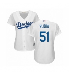 Women's Los Angeles Dodgers #51 Dylan Floro Authentic White Home Cool Base Baseball Player Jersey