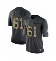 Men's New York Jets #61 Alex Lewis Limited Black 2016 Salute to Service Football Jersey