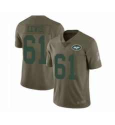 Men's New York Jets #61 Alex Lewis Limited Olive 2017 Salute to Service Football Jersey