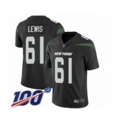 Youth New York Jets #61 Alex Lewis Black Alternate Vapor Untouchable Limited Player 100th Season Football Jersey