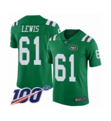 Youth New York Jets #61 Alex Lewis Limited Green Rush Vapor Untouchable 100th Season Football Jersey