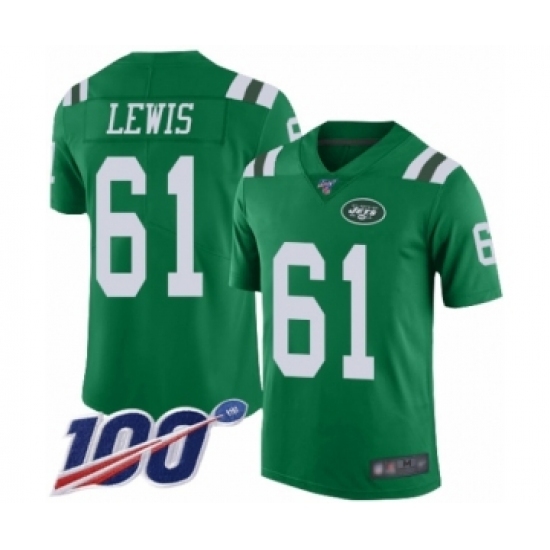 Youth New York Jets #61 Alex Lewis Limited Green Rush Vapor Untouchable 100th Season Football Jersey Youth New York Jets #61 Alex Lewis Limited Green Rush Vapor Untouchable 100th Season Football Jersey