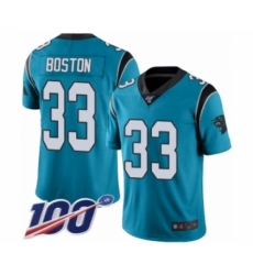 Men's Carolina Panthers #33 Tre Boston Limited Blue Rush Vapor Untouchable 100th Season Football Jersey