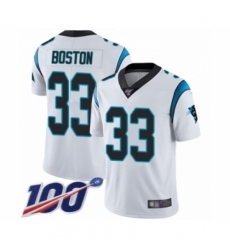 Men's Carolina Panthers #33 Tre Boston White Vapor Untouchable Limited Player 100th Season Football Jersey