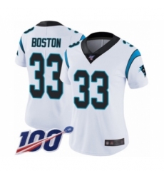 Women's Carolina Panthers #33 Tre Boston White Vapor Untouchable Limited Player 100th Season Football Jersey