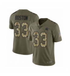 Youth Carolina Panthers #33 Tre Boston Limited Olive Camo 2017 Salute to Service Football Jersey