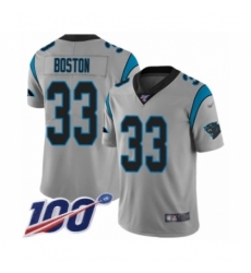 Youth Carolina Panthers #33 Tre Boston Silver Inverted Legend Limited 100th Season Football Jersey