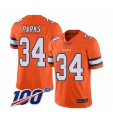 Men's Denver Broncos #34 Will Parks Limited Orange Rush Vapor Untouchable 100th Season Football Jersey