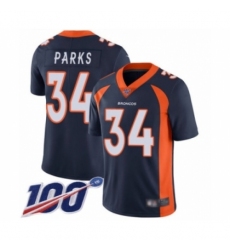 Men's Denver Broncos #34 Will Parks Navy Blue Alternate Vapor Untouchable Limited Player 100th Season Football Jersey