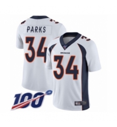 Men's Denver Broncos #34 Will Parks White Vapor Untouchable Limited Player 100th Season Football Jersey