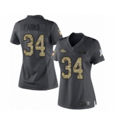 Women's Denver Broncos #34 Will Parks Limited Black 2016 Salute to Service Football Jersey