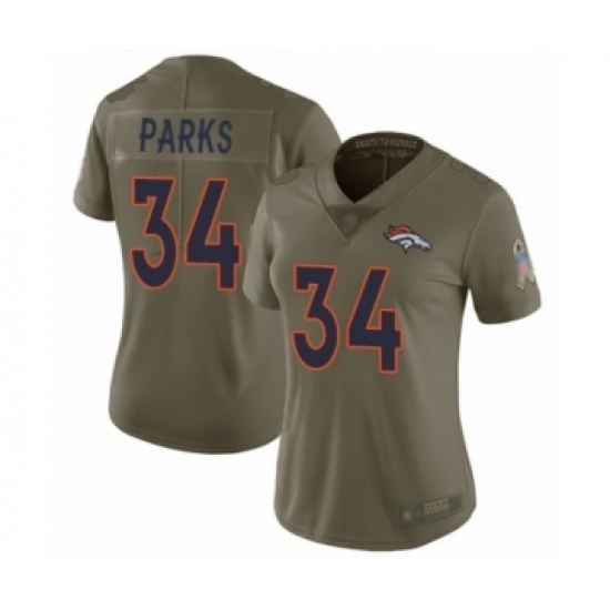 Women's Denver Broncos #34 Will Parks Limited Olive 2017 Salute to Service Football Jersey Women's Denver Broncos #34 Will Parks Limited Olive 2017 Salute to Service Football Jersey