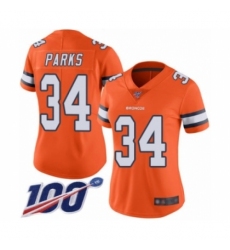 Women's Denver Broncos #34 Will Parks Limited Orange Rush Vapor Untouchable 100th Season Football Jersey