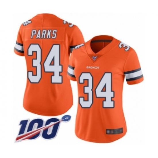 Women's Denver Broncos #34 Will Parks Limited Orange Rush Vapor Untouchable 100th Season Football Jersey Women's Denver Broncos #34 Will Parks Limited Orange Rush Vapor Untouchable 100th Season Football Jersey