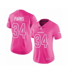 Women's Denver Broncos #34 Will Parks Limited Pink Rush Fashion Football Jersey