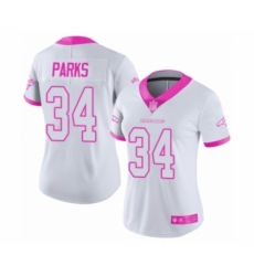Women's Denver Broncos #34 Will Parks Limited White Pink Rush Fashion Football Jersey