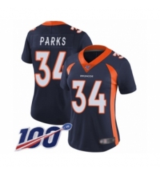 Women's Denver Broncos #34 Will Parks Navy Blue Alternate Vapor Untouchable Limited Player 100th Season Football Jersey