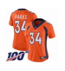 Women's Denver Broncos #34 Will Parks Orange Team Color Vapor Untouchable Limited Player 100th Season Football Jersey