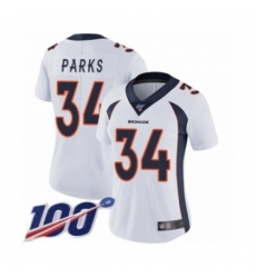 Women's Denver Broncos #34 Will Parks White Vapor Untouchable Limited Player 100th Season Football Jersey