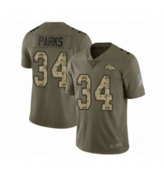 Youth Denver Broncos #34 Will Parks Limited Olive Camo 2017 Salute to Service Football Jersey