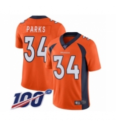 Youth Denver Broncos #34 Will Parks Orange Team Color Vapor Untouchable Limited Player 100th Season Football Jersey