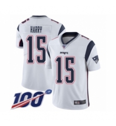 Men's New England Patriots #15 NKeal Harry White Vapor Untouchable Limited Player 100th Season Football Jersey