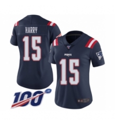 Women's New England Patriots #15 NKeal Harry Limited Navy Blue Rush Vapor Untouchable 100th Season Football Jersey