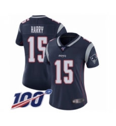 Women's New England Patriots #15 NKeal Harry Navy Blue Team Color Vapor Untouchable Limited Player 100th Season Football Jersey