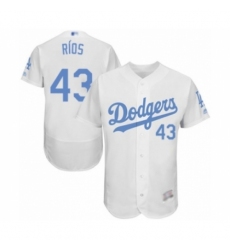 Men's Los Angeles Dodgers #43 Edwin Rios Authentic White 2016 Father's Day Fashion Flex Base Baseball Player Jersey