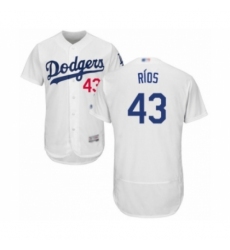 Men's Los Angeles Dodgers #43 Edwin Rios White Home Flex Base Authentic Collection Baseball Player Jersey