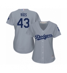 Women's Los Angeles Dodgers #43 Edwin Rios Authentic Grey Road Cool Base Baseball Player Jersey