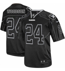 Men's Nike Oakland Raiders #24 Charles Woodson Elite Lights Out Black NFL Jersey