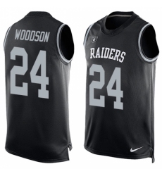 Men's Nike Oakland Raiders #24 Charles Woodson Limited Black Player Name & Number Tank Top NFL Jersey