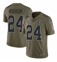 Men's Nike Oakland Raiders #24 Charles Woodson Limited Olive 2017 Salute to Service NFL Jersey