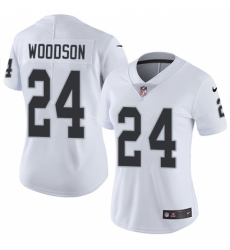 Women's Nike Oakland Raiders #24 Charles Woodson White Vapor Untouchable Limited Player NFL Jersey