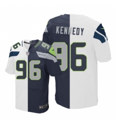 Men's Nike Seattle Seahawks #96 Cortez Kennedy Elite Navy/White Split Fashion NFL Jersey