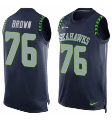 Men's Nike Seattle Seahawks #76 Duane Brown Limited Steel Blue Player Name & Number Tank Top NFL Jersey