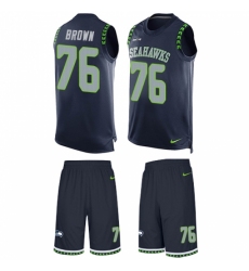 Men's Nike Seattle Seahawks #76 Duane Brown Limited Steel Blue Tank Top Suit NFL Jersey