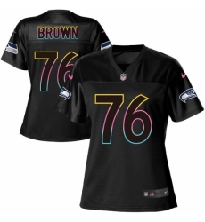 Women's Nike Seattle Seahawks #76 Duane Brown Game Black Fashion NFL Jersey