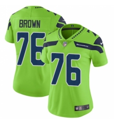 Women's Nike Seattle Seahawks #76 Duane Brown Limited Green Rush Vapor Untouchable NFL Jersey