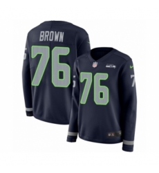 Women's Nike Seattle Seahawks #76 Duane Brown Limited Navy Blue Therma Long Sleeve NFL Jersey