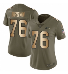 Women's Nike Seattle Seahawks #76 Duane Brown Limited Olive/Gold 2017 Salute to Service NFL Jersey